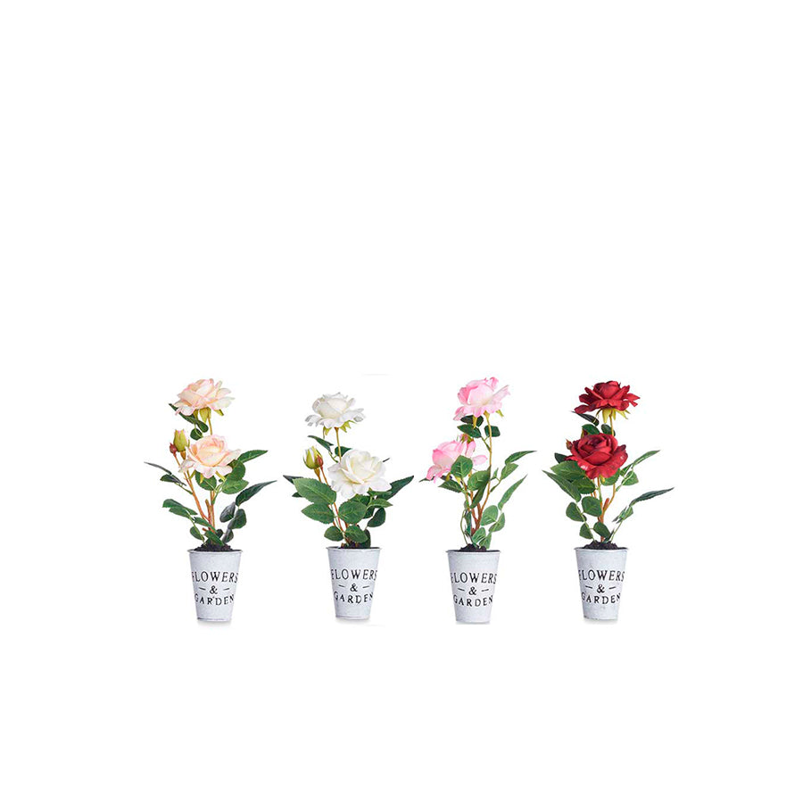 Vaso Artificial em Metal com Rosas