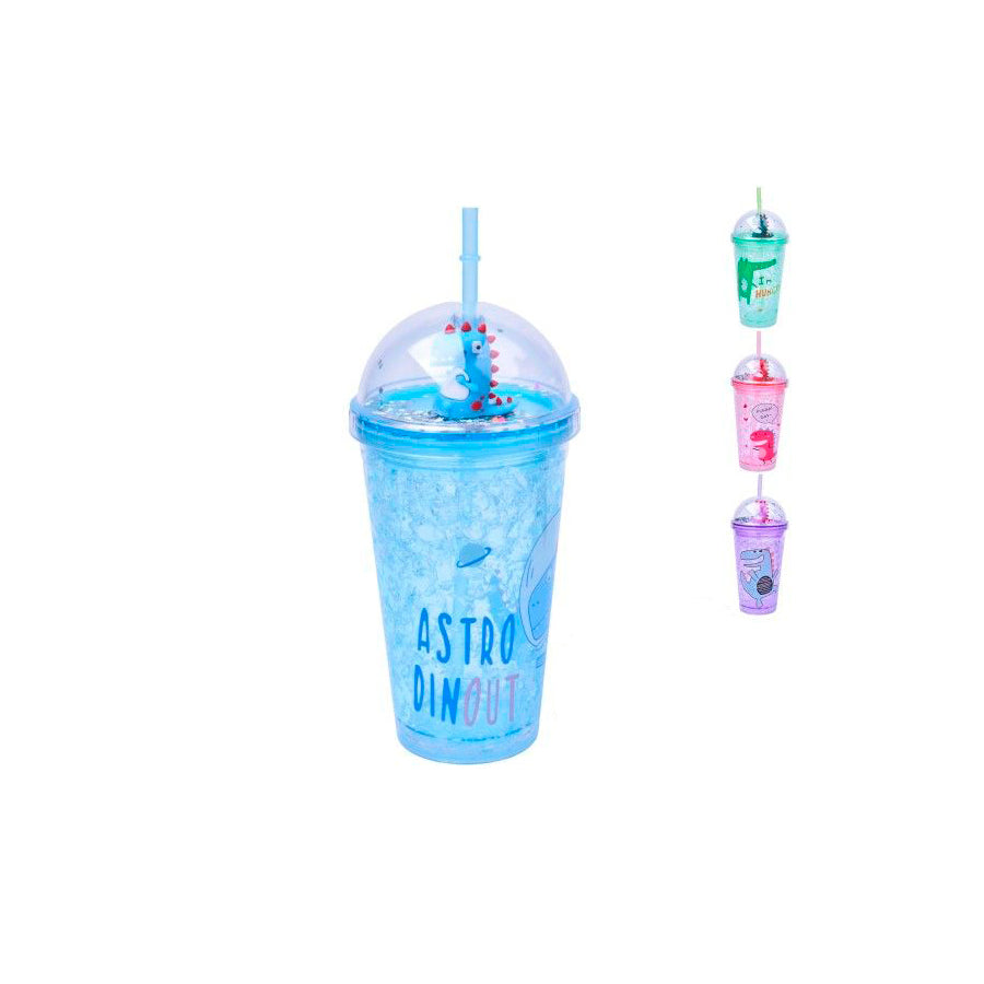 Copo com Tampa e Palhinha 20 x 9,5 cm