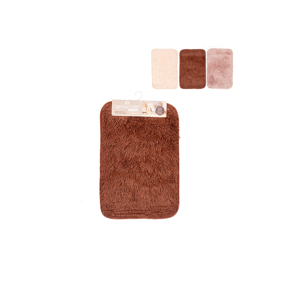 Tapete de Pelo Longo Castanho 40 x 60 cm