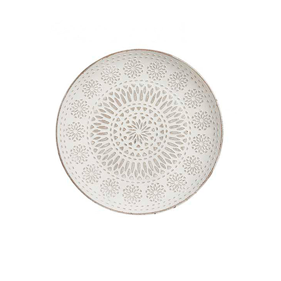 Prato em Madeira com Decoração Mandalas Branco