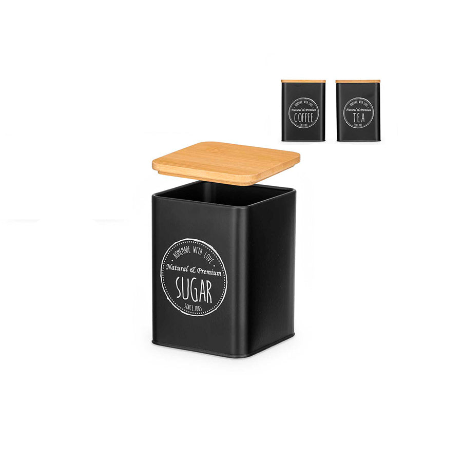 Caixa Organizadora Preta com Tampa Bambu