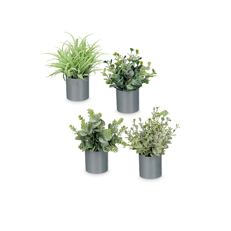 Vaso Artificial Cilíndrico com Planta Verde