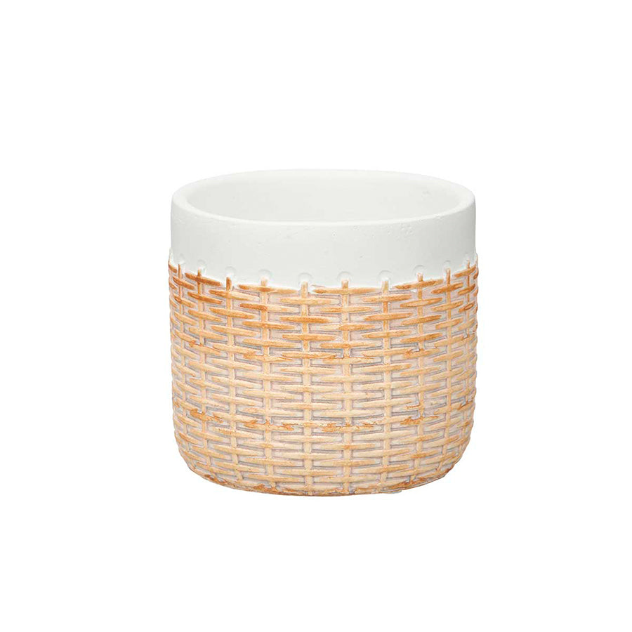 Vaso Efeito Rattan Branco 12 cm