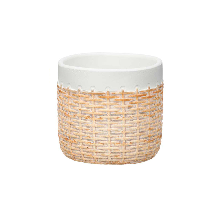 Vaso Efeito Rattan Branco 10 cm