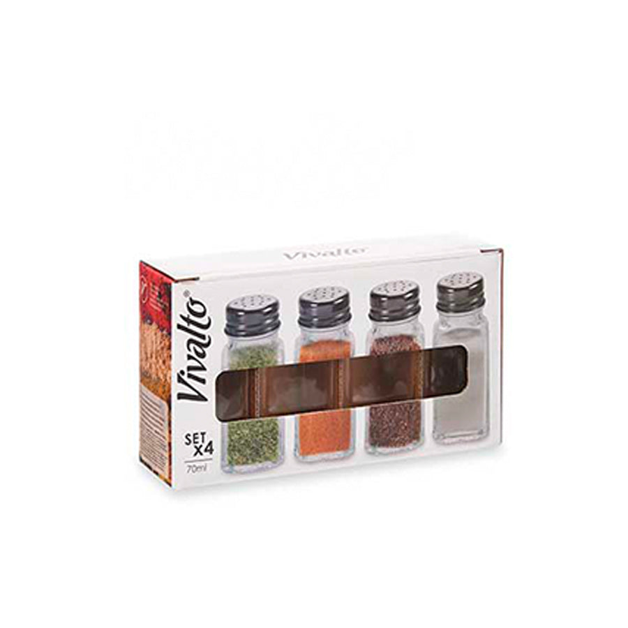 Pack 4 Frascos para Especiarias em Vidro 70 ml