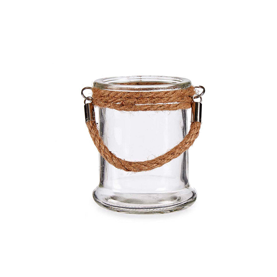 Porta Vela de Vidro com Corda Pequeno