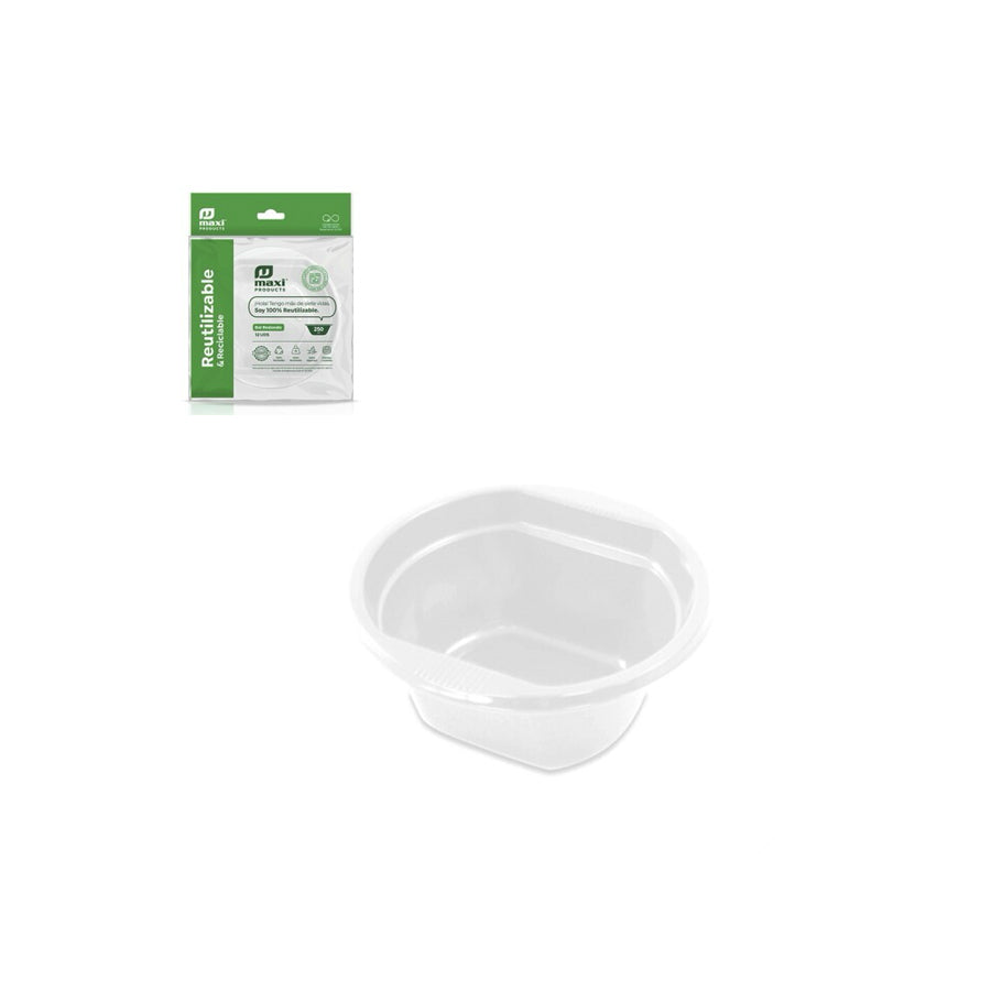 Pack 12 Tigelas Aperitivo Redonda Reutlizáveis Branca 250 cc