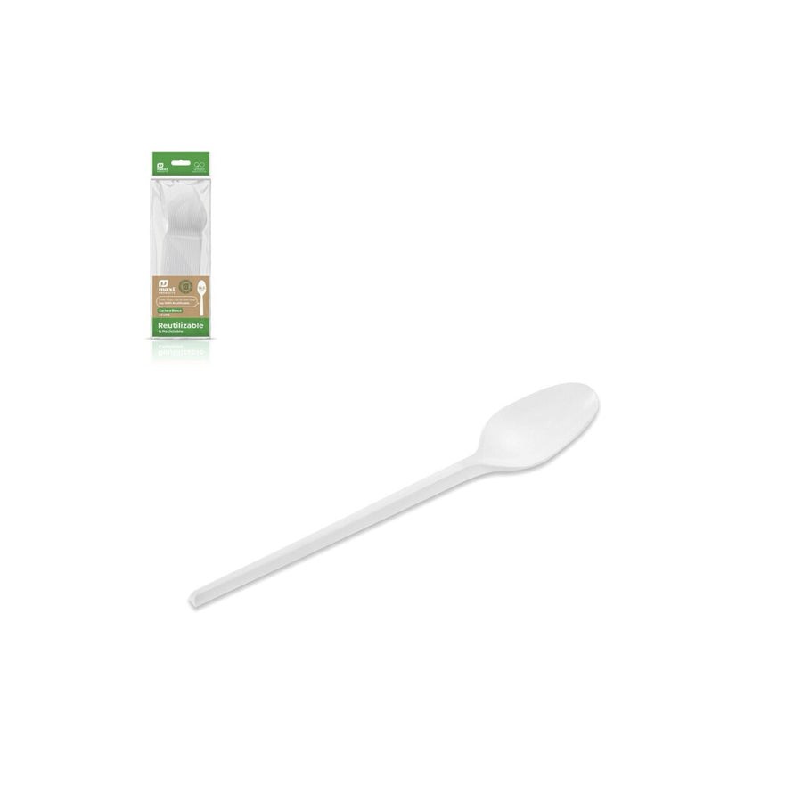 Pack 20 Colheres Reutilizáveis Brancas16,5 cm