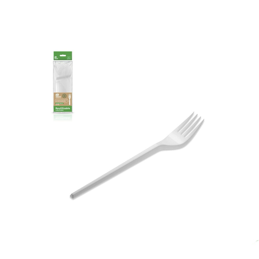 Pack 20 Garfos Reutilizáveis Brancos 16.5 cm