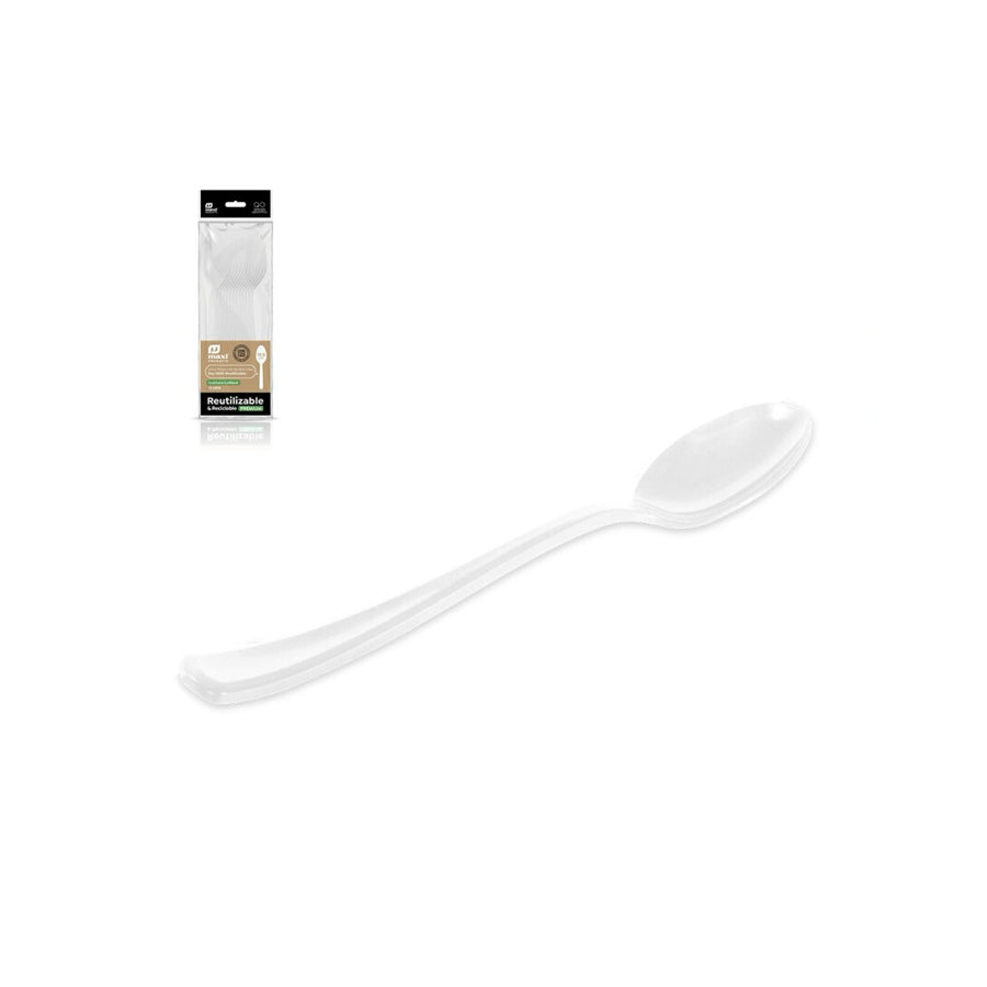Pack 12 Colheres Reutilizáveis Brancas 17,5 cm