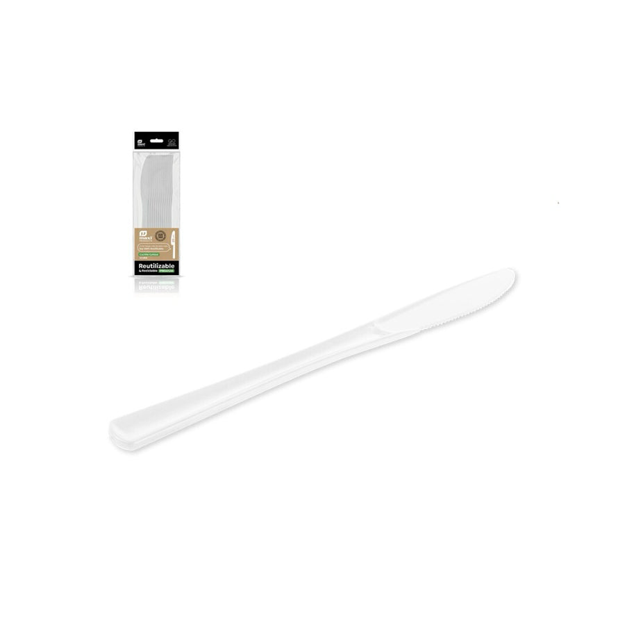 Pack 12 Facas Reutilizáveis Brancas 20 cm