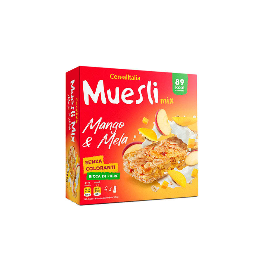 Cerealitalia Barras de Cereais Muesli Manga e Maçã 6 x 25 gr