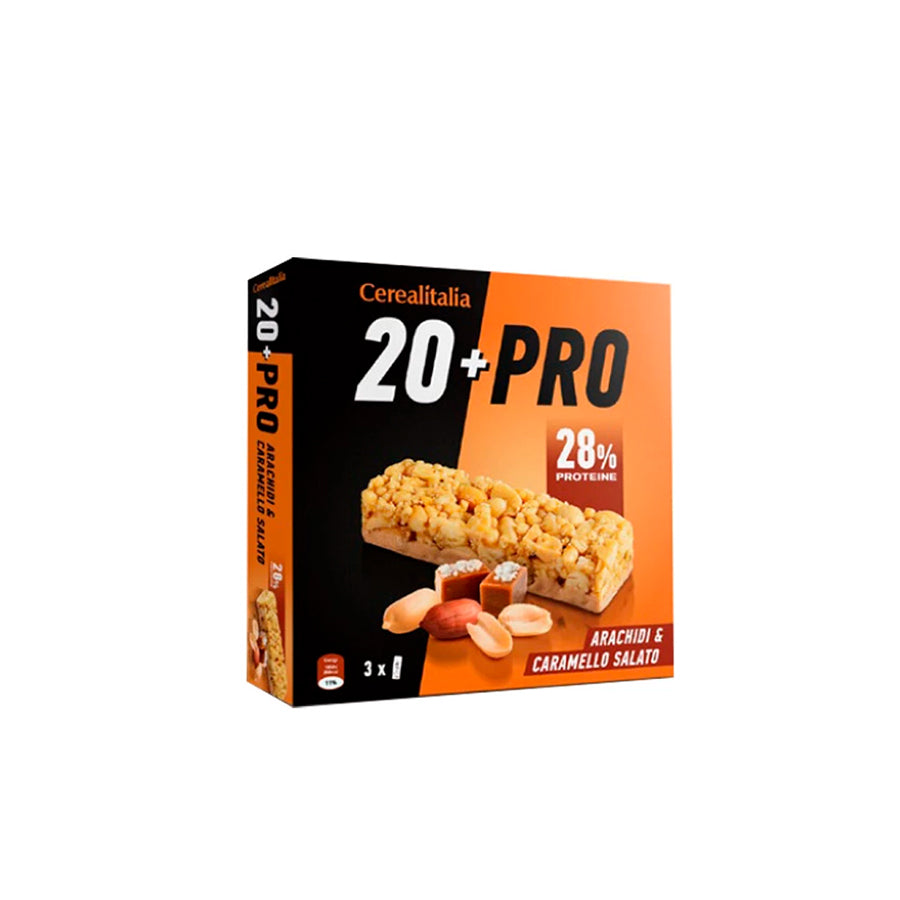 Cerealítalia Barras de Cereais Pro 20 Amendoim e Caramelo Salgado 3 x 38 gr
