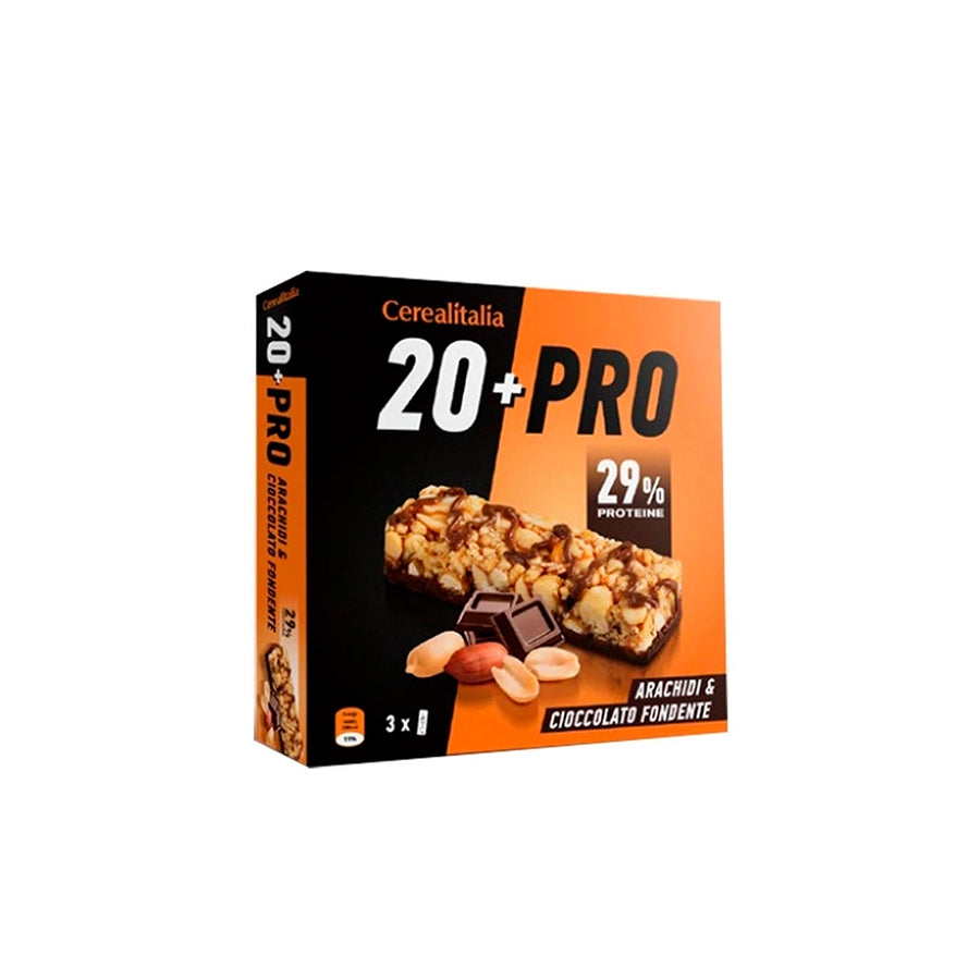 Cerealítalia Barras de Cereais Pro 20 Amendoim e Chocolate Negro 3 x 38 gr