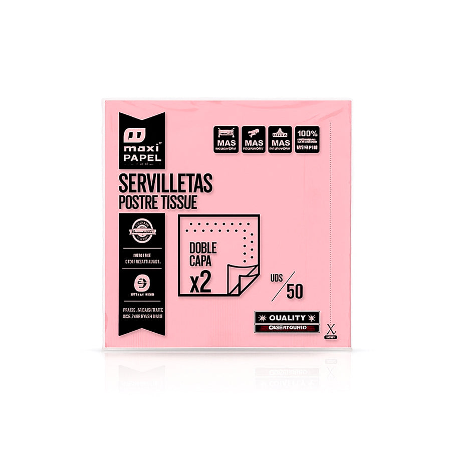 Pack 50 Guardanapos Rosa Pastel 40 x 40 cm