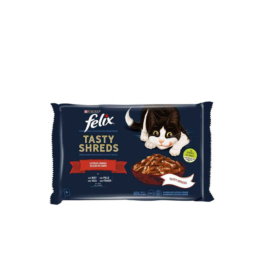 Felix Fantastic Comida Húmida para Gato de Vaca e Frango 4 x 80 gr