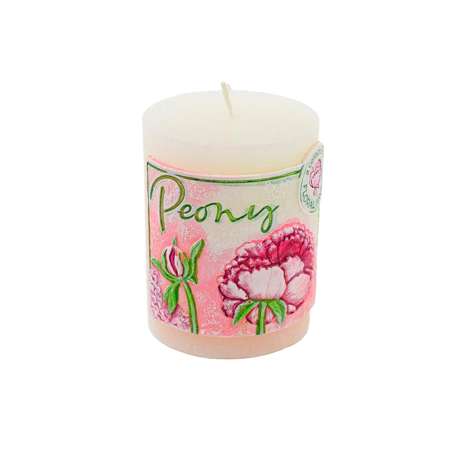 Vela Pilar Peónia Branca 9 x 7 cm