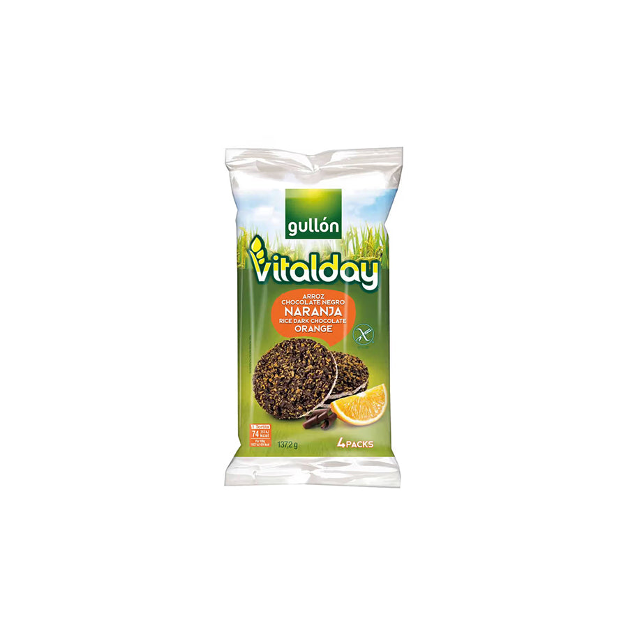 Gullón Vitalday Tortitas de Arroz com Chocolate Preto e Laranja 138 gr