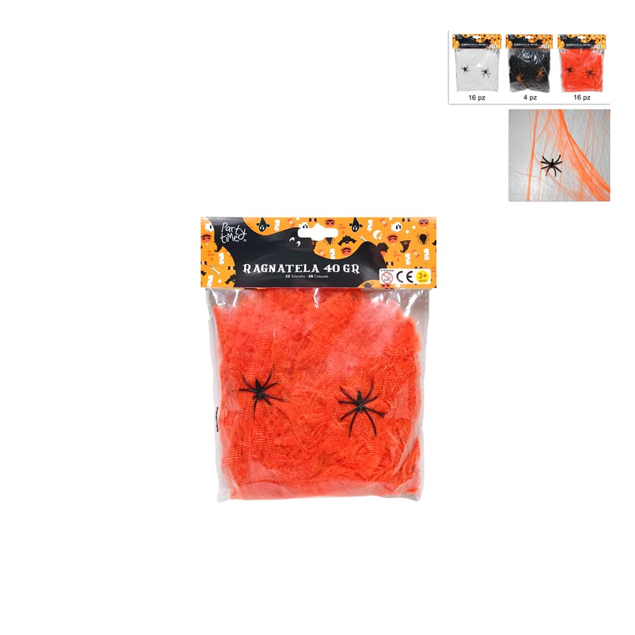 Decoração Halloween Teia de Aranha com 2 Aranhas 40 g