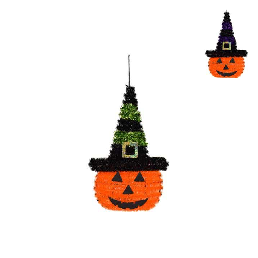 Decoração Halloween Abóbora com Chapéu