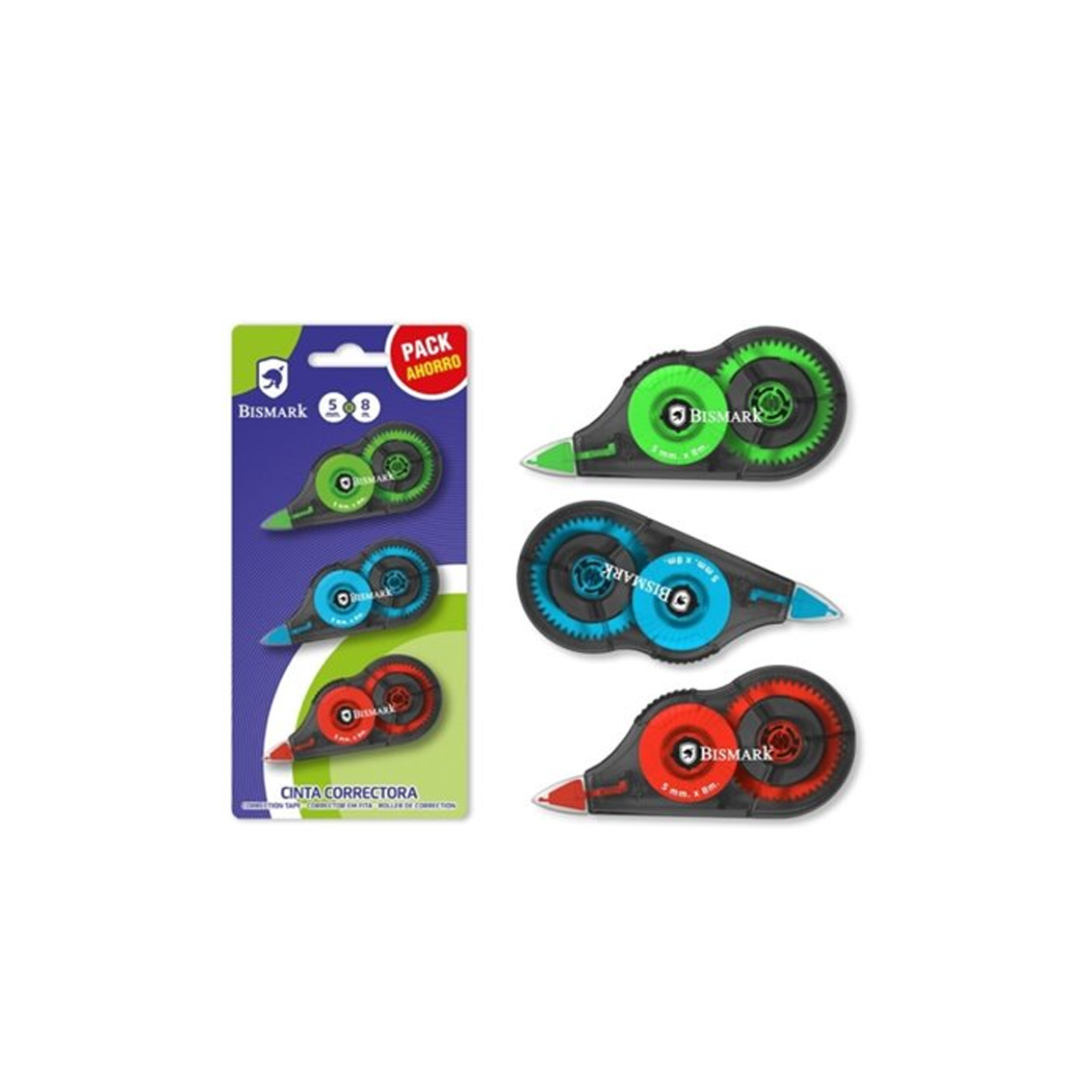 Fita Corretora Bismark 8 m Pack Poupança 3 Unidades