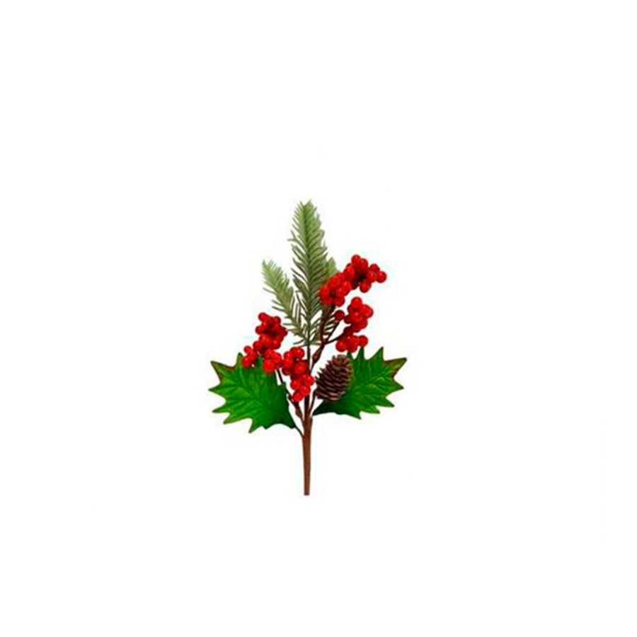 Flor de Natal com Bagas Vermelhas 38 cm