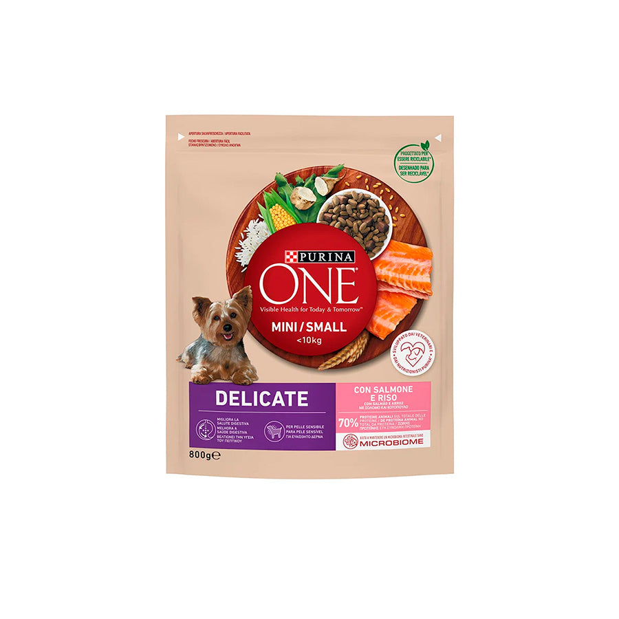 Purina One Mini Delicate Ração Seca Salmão e Arroz 800 gr