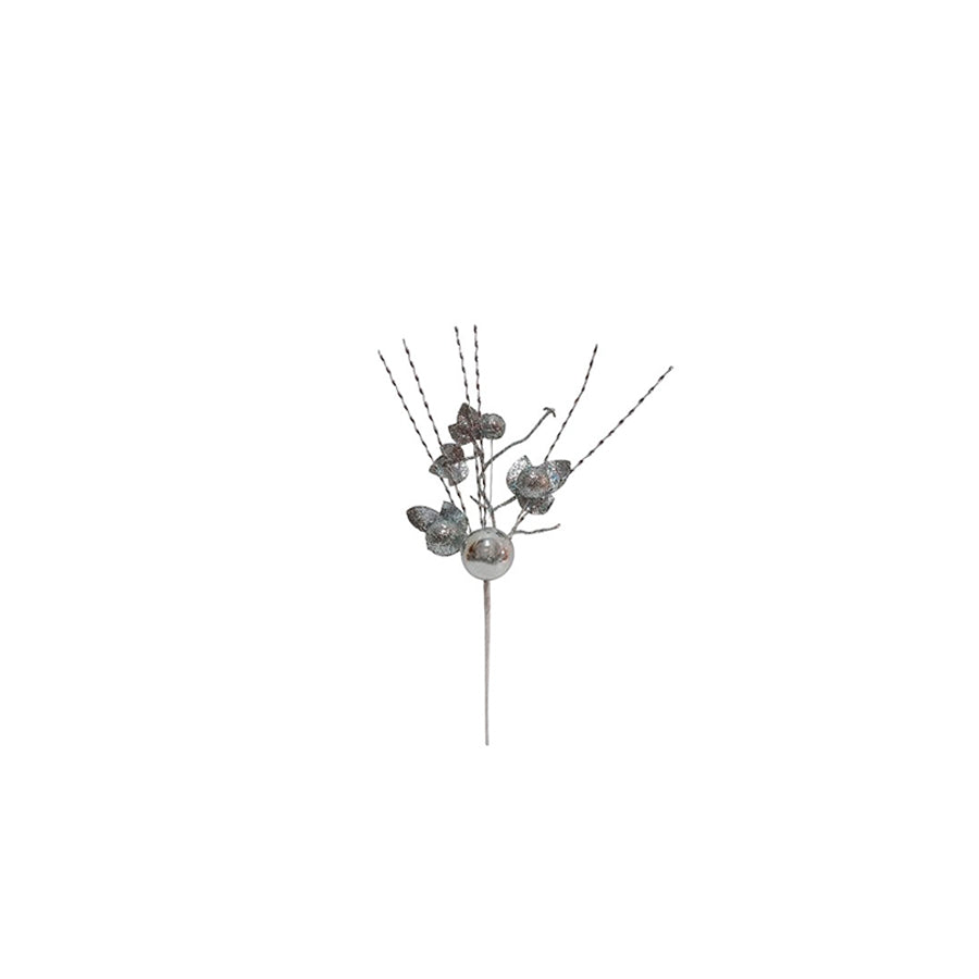Grampo Decorativo com Bolas Prateado 32 cm