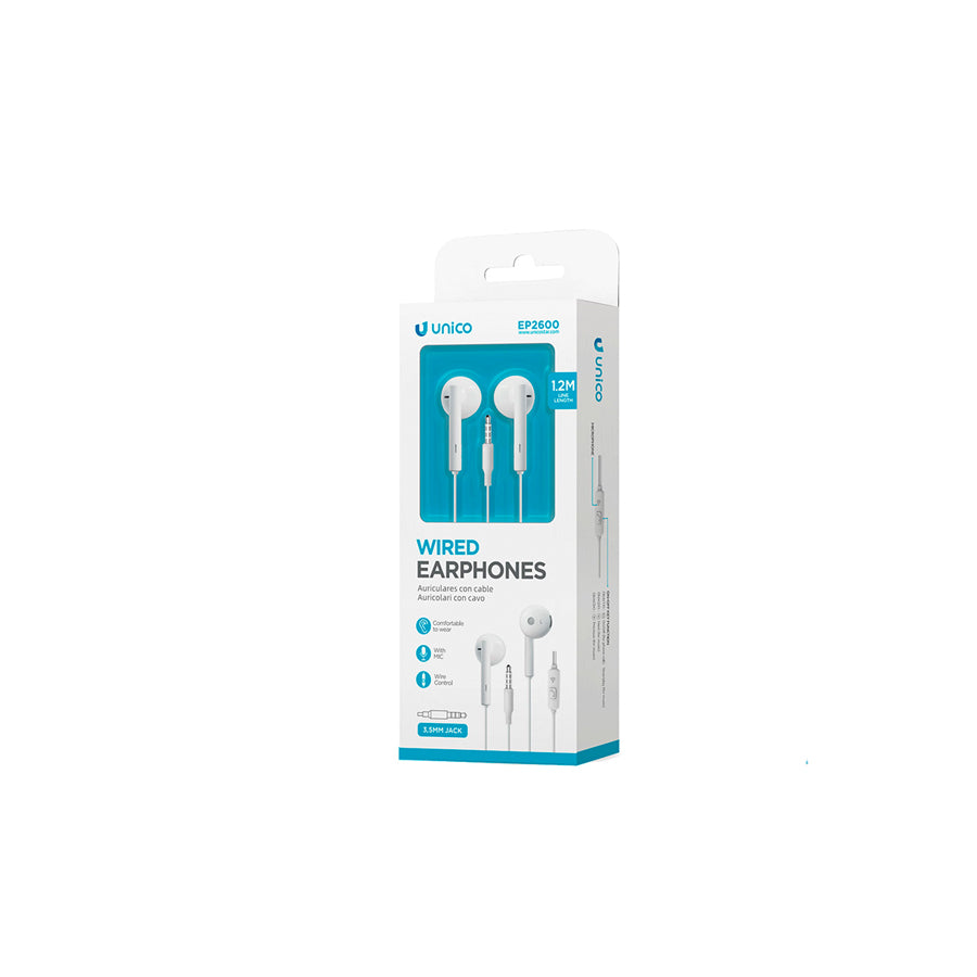 Auriculares com Fio Branco 1,2 m