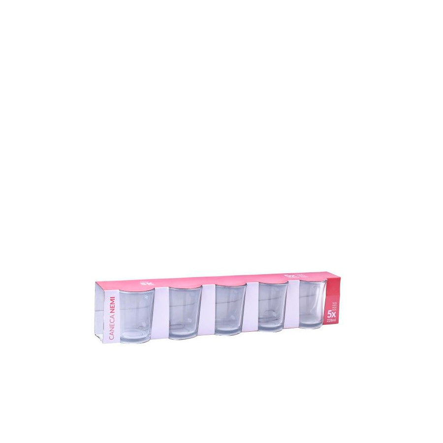 Pack 5 Canecas de Vidro Nemi 228 ml