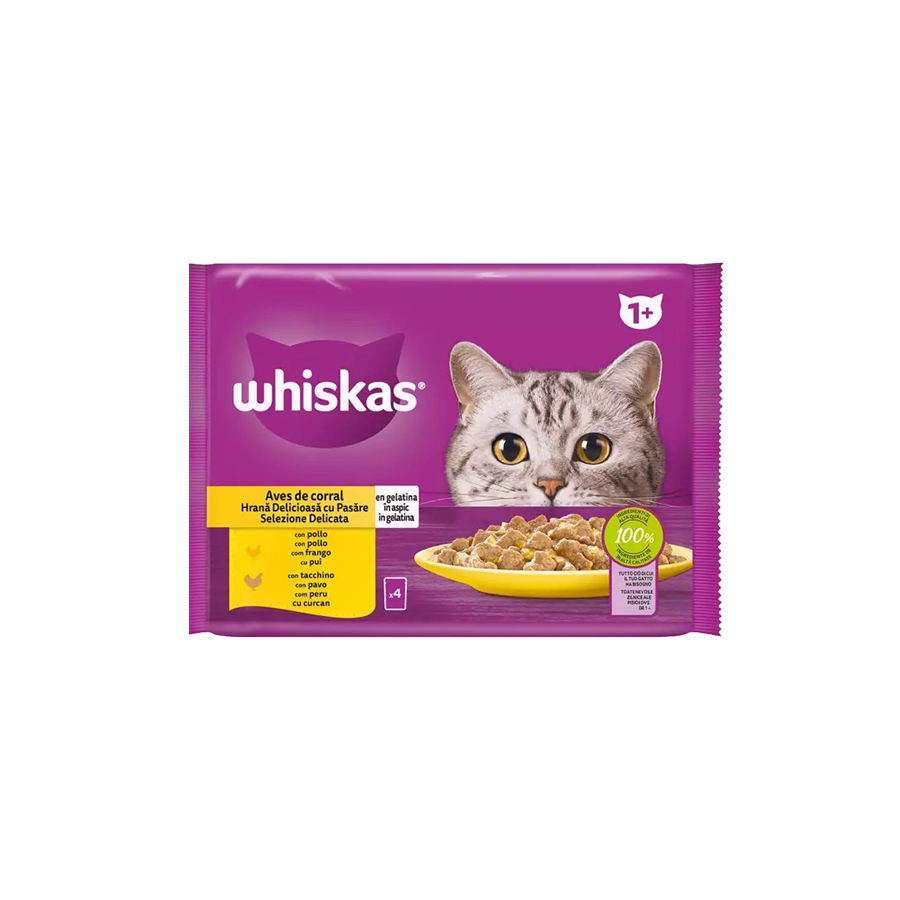 Whiskas Saquetas - Adulto Seleção Aves 4 x 85 g