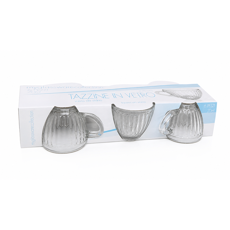 Conjunto 6 Chávenas de Vidro 70 ml Rigate