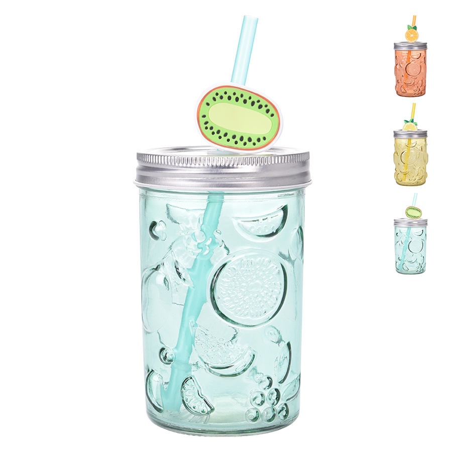 Copo de Vidro com Palhinha 500 ml