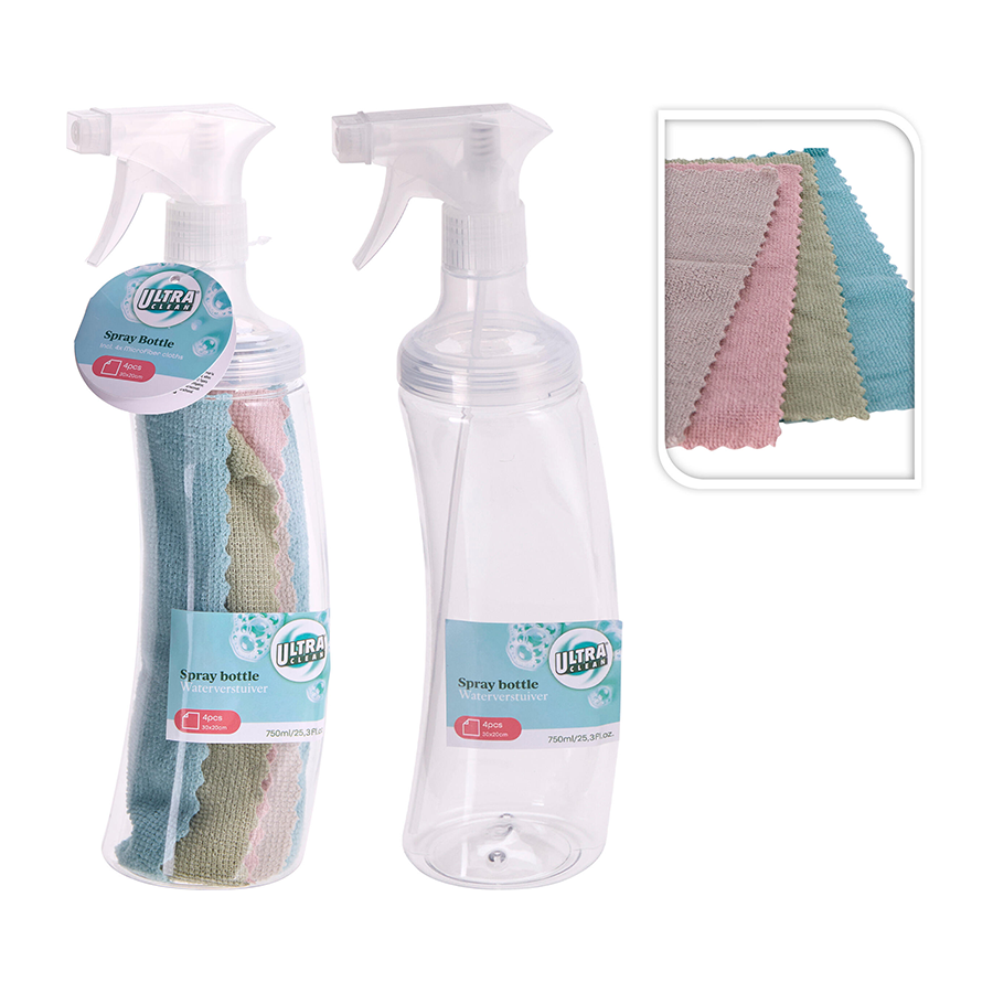 Conjunto Garrafa Spray com 4 Panos