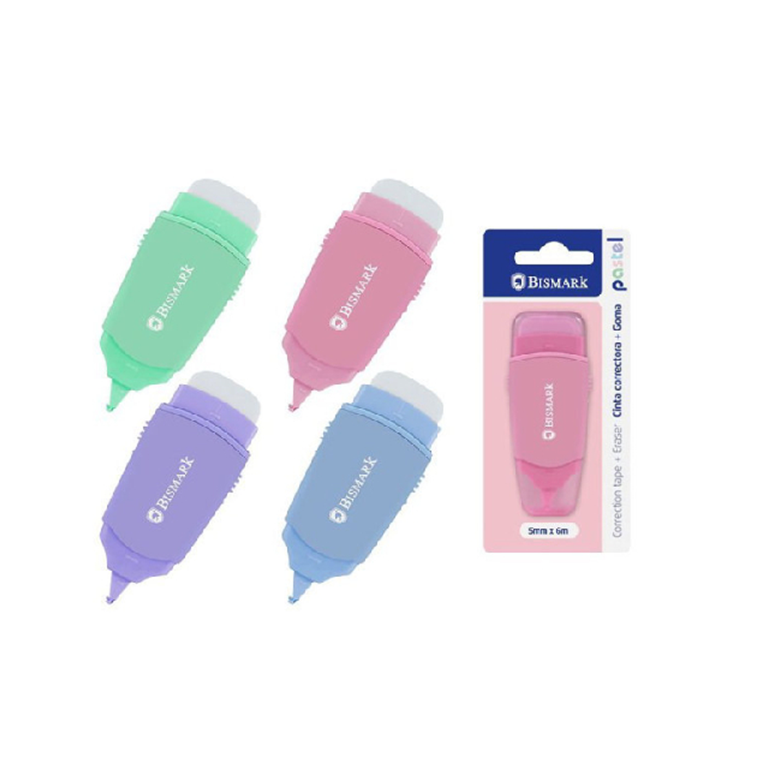 Fita Corretora Pastel 5 mm x 6 m com Borracha