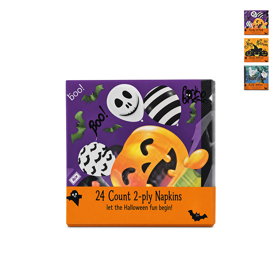 Conjunto de 20 Guardanapos com Decoração Halloween 2 Folhas 33 x 33 cm