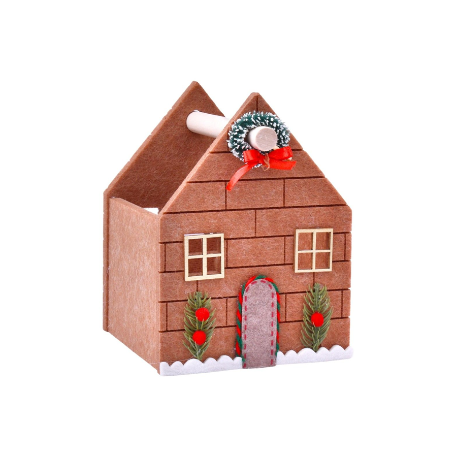 Cesto de Natal em Feltro e MDF 13 x 17 cm