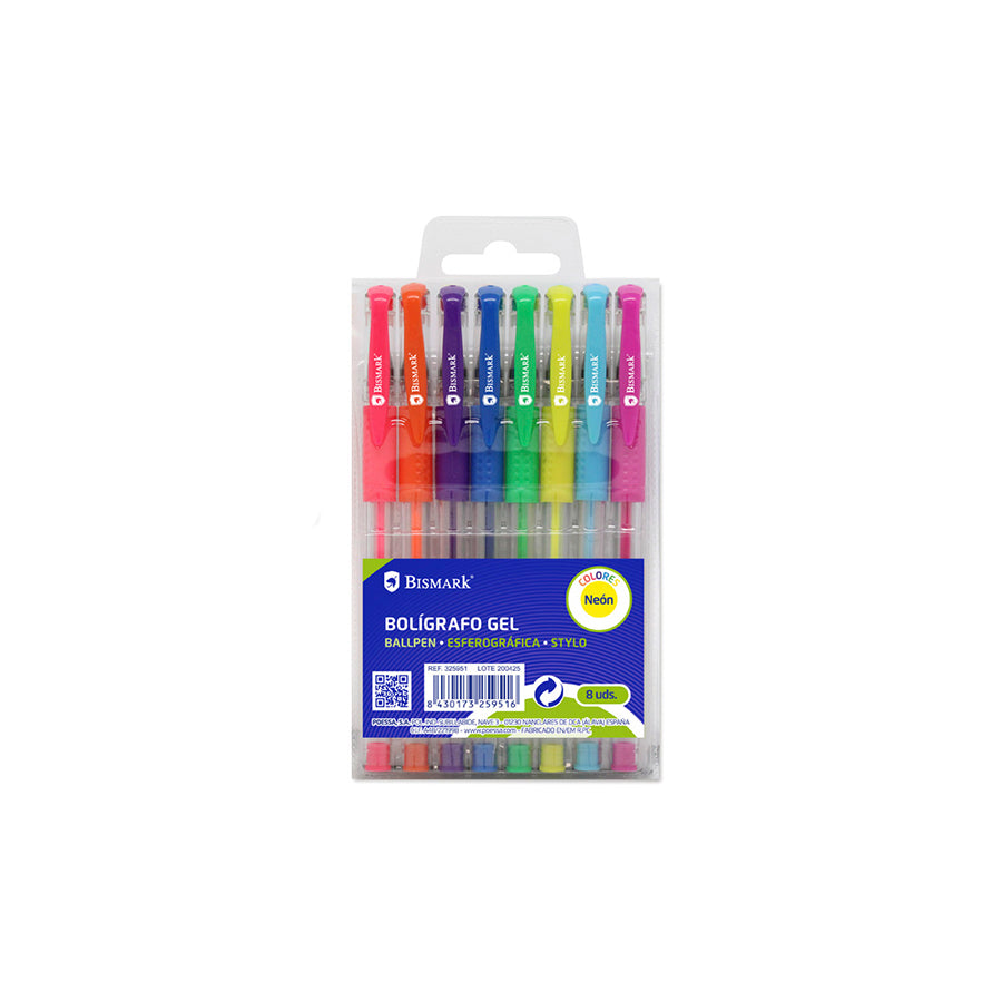Bismark Pack 8 Canetas de Gel Coloridas Neon