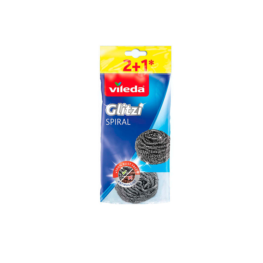 Vileda Conjunto 3 Esfregões Inox Glitzi Spiral