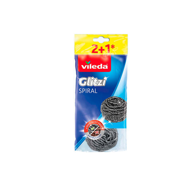Vileda Conjunto 3 Esfregões Inox Glitzi Spiral
