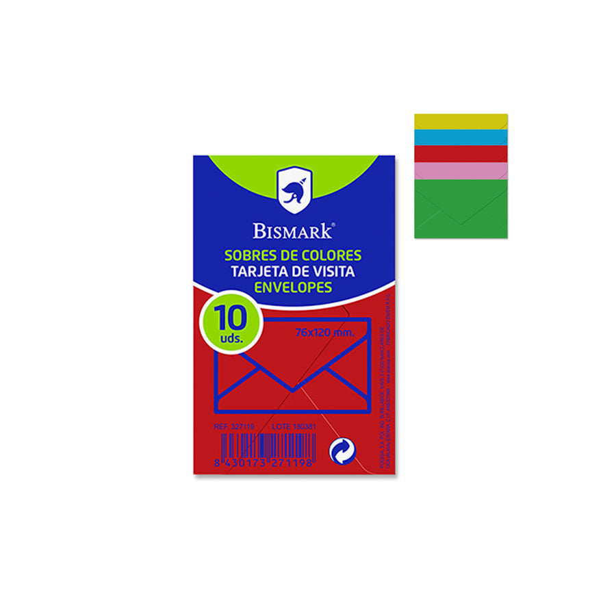 Bismark Pack 10 Envelopes Coloridos 76 x 120 mm