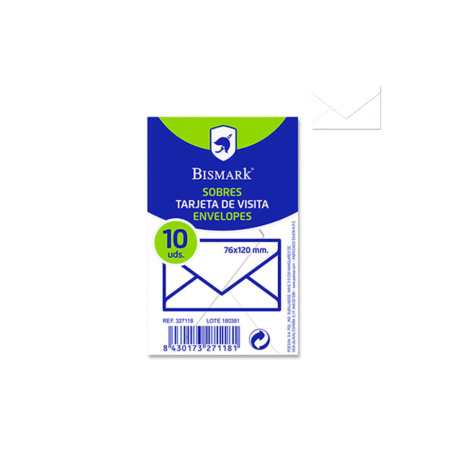 Bismark Pack 10 Envelopes Brancos 76 x 120 mm
