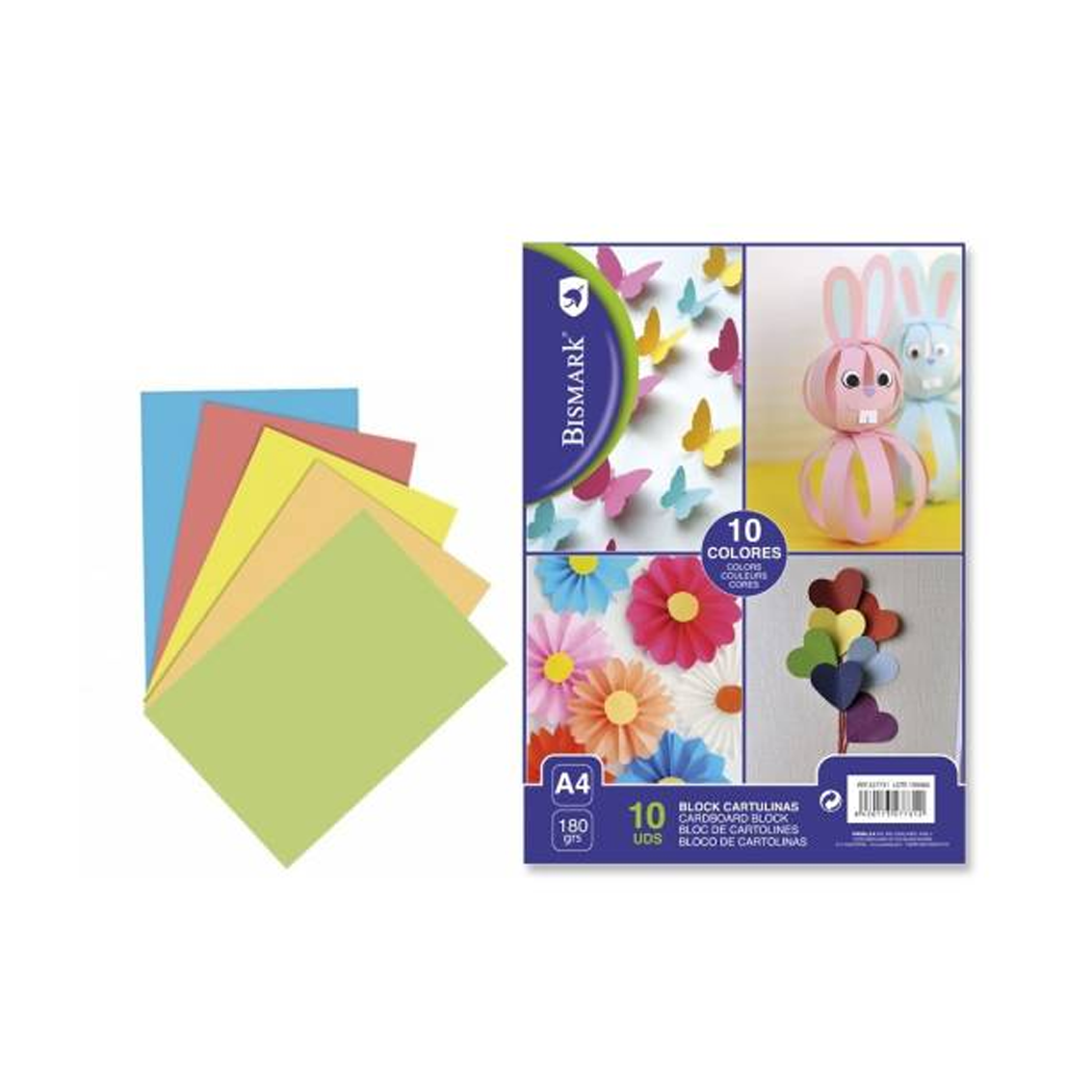 Bloco de Cartolinas Coloridas A4 180 g 10 Unidades