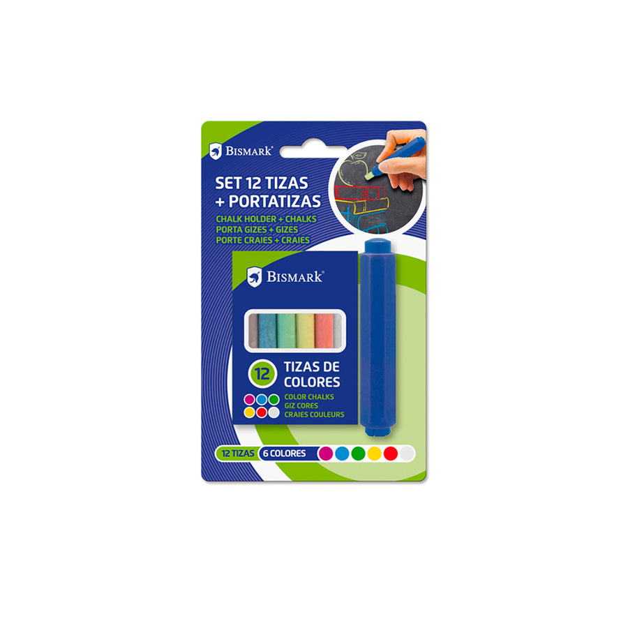 Bismark Conjunto 12 Giz com Porta Giz