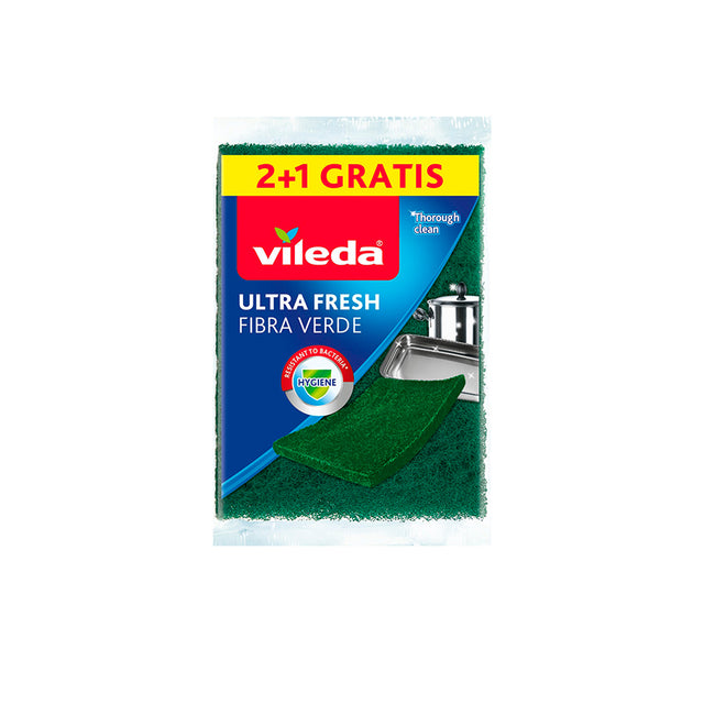 Vileda Esponja Fibra Verde 2 + 1 un