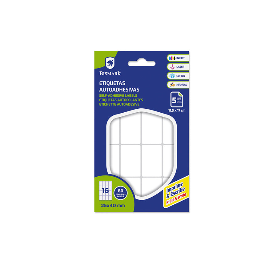 Bismark Pack 80 Etiquetas Autocolantes 25 x 40 mm