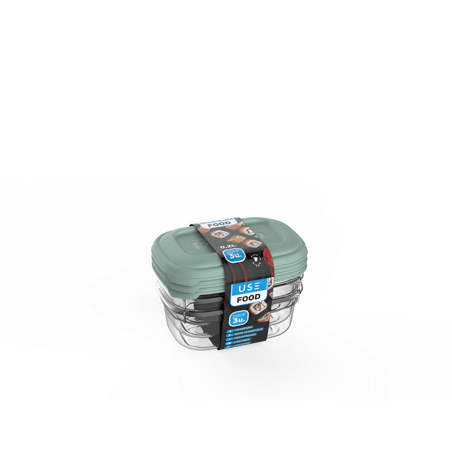 Pack 3 Caixas Herméticas Retangulares 200 ml