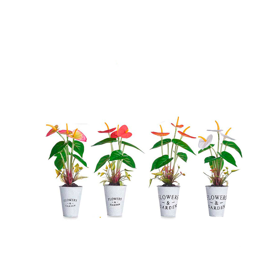 Vaso Artificial em Metal com Lírios