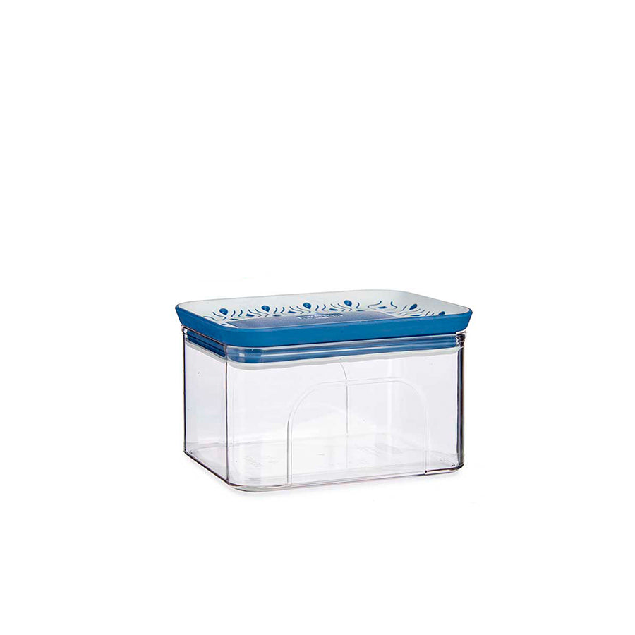 Frasco Plástico Hermético Retangular Azul 700 ml
