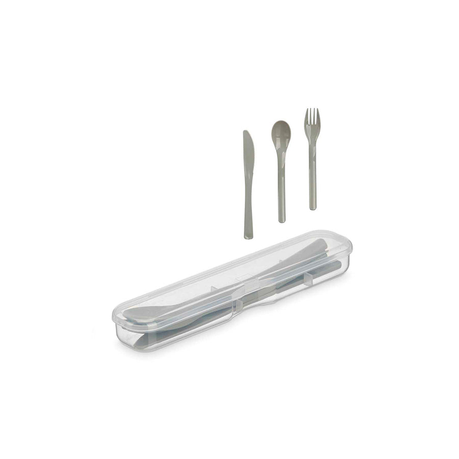 Estojo com Talheres Plástico Cinza 19 cm